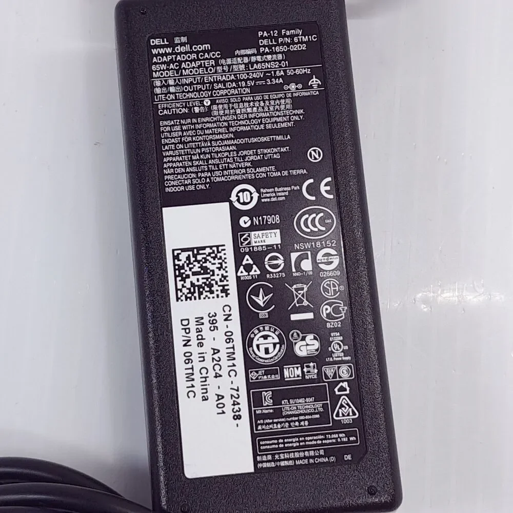 Dell la65ns2-01 AC Adapter 19.5V 3.34A Laptop Charger power cord Genuine oem